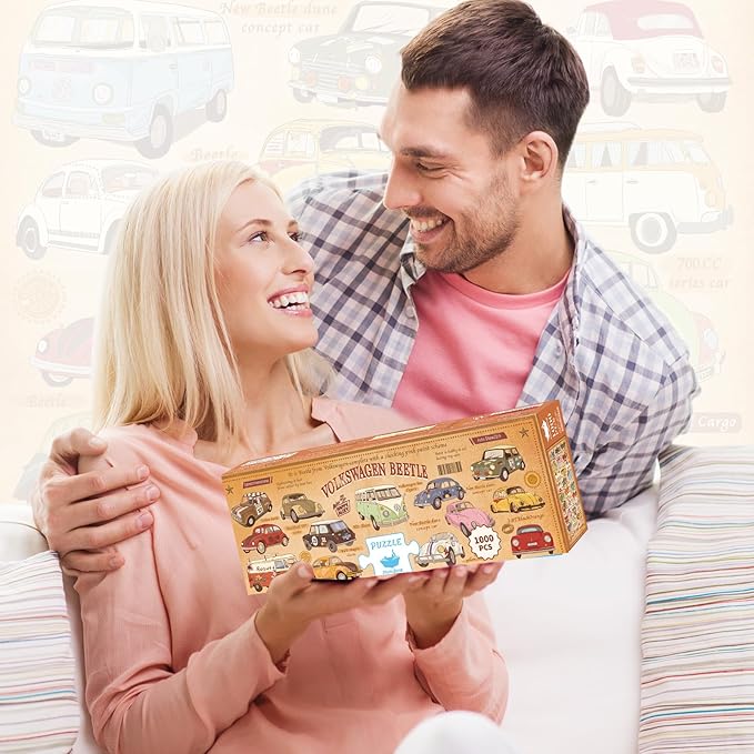MOMIBOOK Puzzles for Adults 1000 Piece Jigsaw Puzzles of Vintage Cars, Painting Image Difficult Challenging Hard Impossible Puzzle, Funny Toys & Games Christmas Birthday Gifts