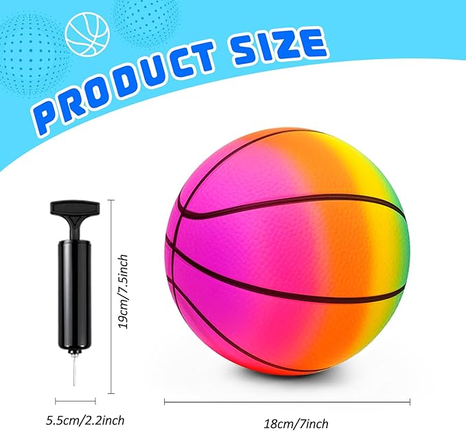 Mini Toy Basketballs Set - 8" Small Balls with Pump, Over The Door Mini Hoop Replacements, Indoor Basketball Toy for Toddlers, Kids, Teenagers, Pool, Yard, Outdoors 5 Pack