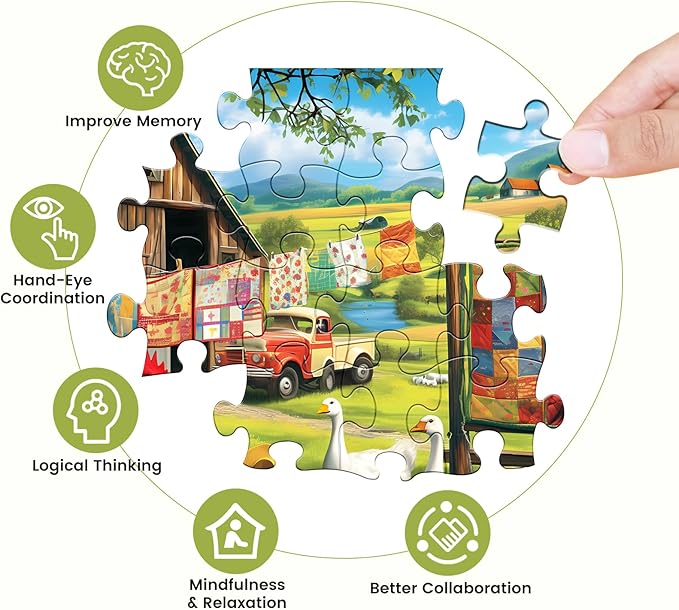 500 Pieces Puzzles for Adult Jigsaw Puzzle 500 Piece Puzzle Elderly Puzzle Chicken Duck Farm Puzzles Gift for Mom Dad Family Friend Family Activity Games Home Decor Wall Art 20.5x15IN