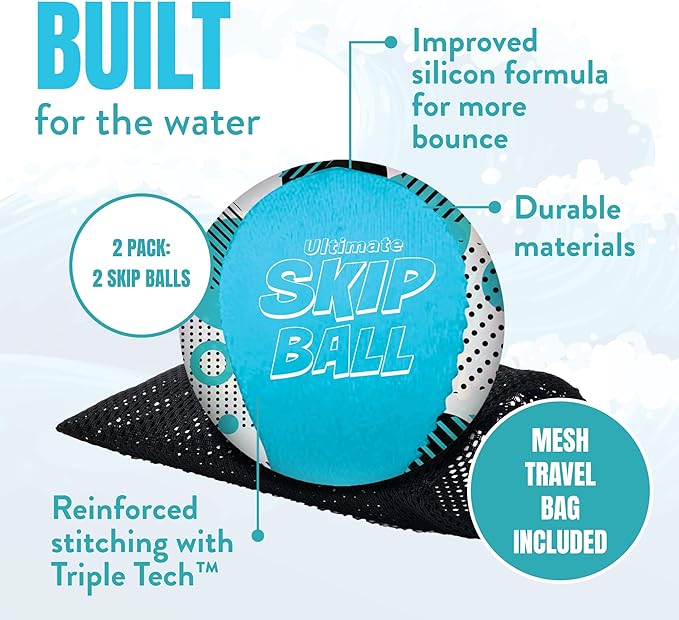 Activ Life The Ultimate Water Skip Balls, Water Bouncing Ball for Swimming Pool, Beach Toys for Friends, Family, Kids and Adults