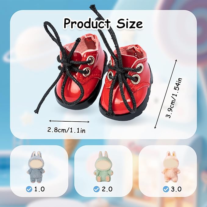 15-17cm Doll Shoes for 15-17cm Doll Boots, 6.7 inch Doll Shoes Accessories (red)