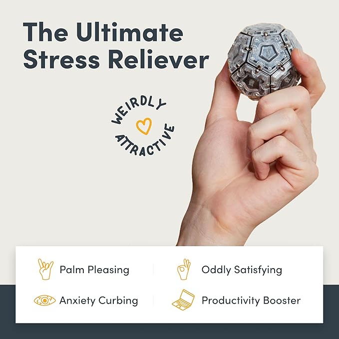 Speks Geode Magnetic Fidget Toy | Sensory Desk Toy for Adults & Teens 14+ | Stress Relief Gift | Sphere, Slate