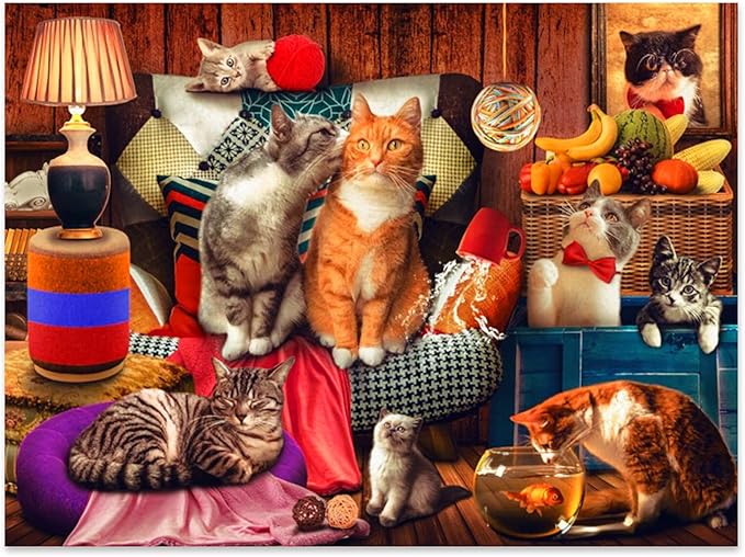 Motiloo Cute Cat Puzzles,Jigsaw Puzzles for Adults 1000 Pieces-Large Size 20" x 27",Thicken Cardboard Hight Difficulty Jigsaw Puzzles