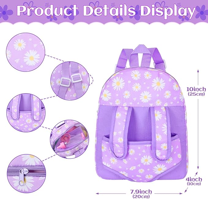 12" Flower Pattern Baby Doll With Backpack Carrier Can Store Clothes and Accessories,12 Inch Baby Dolls Set In Gift Box With Hanky Pacifier Bottle Pretend Baby Care Toy For Girl Child Toddler 3+ Gifts