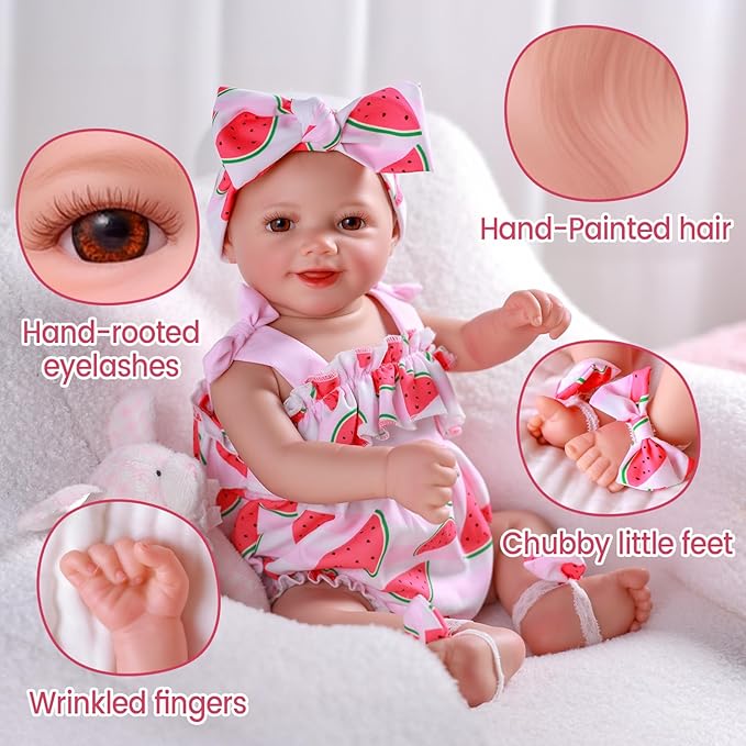 BABESIDE Lifelike Reborn Baby Dolls Sunny - 17Inch Realistic-Newborn Baby Doll Girl with Soft Vinyl Full Body, Smiling Poseable Real Life Baby Dolls with Complete Accessories for Kids Age 3+