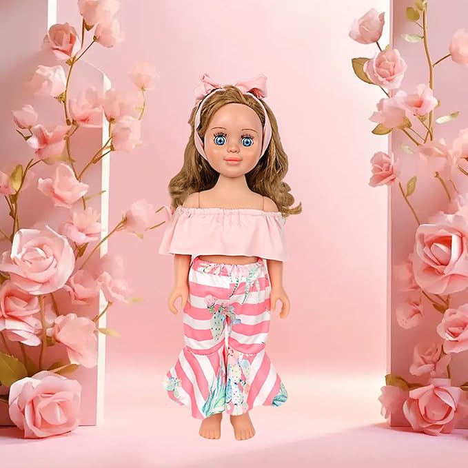 MSYO 10 Sets Doll Clothes for 17 - 18 Inch Dolls, 17 Pcs Diverse Outfits (Lace Dress, Unicorn Shirt & More), Fashion Dress - Up Set for Girl Doll Play & Gifting