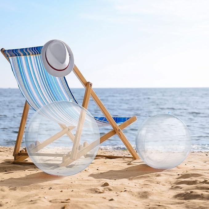 Zhanmai 8 Pcs Inflatable Clear Beach Ball 16 Inch 24 Inch Pool Floating Ball Balloons Under The Sea Party Decorations Bubble for Summer Ocean Beach Pool Hawaii Luau Party Supplies