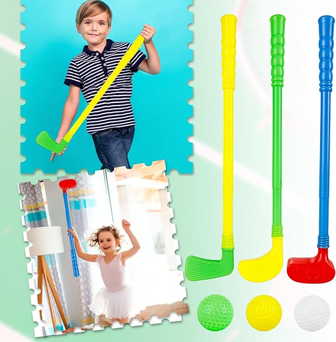 20 Pcs Kids Plastic Mini Golf Plastic Golf Clubs Toddler Golf Set for Toddlers Outdoor Indoor Educational Golf Birthday Christmas Party Gifts, 3 Colors