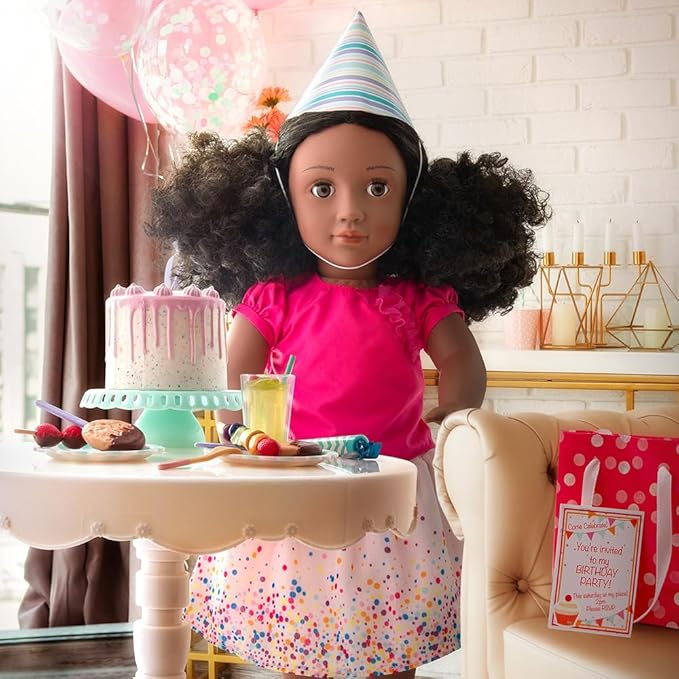 Our Generation – Birthday Outfit – Confetti-Print Skirt & Poodle Balloon Animal – 18-inch Doll Clothes – Pretend Play – Toys for Kids Ages 3 & Up – It's Time to Party