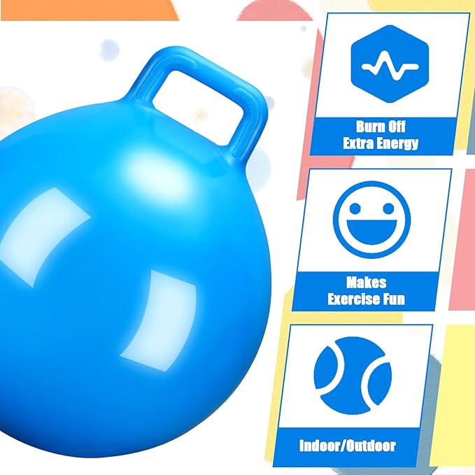 Kids Bouncy Hopper Ball with Handle Jumping Hopping Exercise Balls for Toddlers Boys Girls Indoor Outdoors Sports School Games Exercise Gifts(29 Inch,Blue)