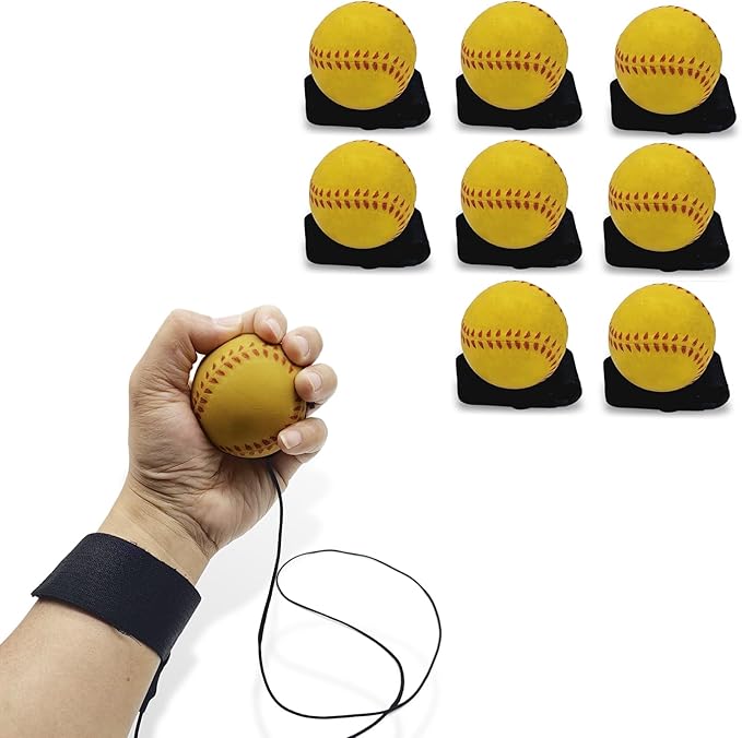 ZUYEE 4/8/16 Pack 2.36 inch Wrist Return Balls Baseballs on a String with Wristband - for Kids, Teens & Adults - Fun Sports Gift for Wrist Exercise Hand-Eye Coordination & Rebound Practice