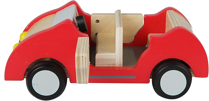 Hape Wooden Doll House Family Car| Toy Vehicle Seats up to 4 Figures for Complete Doll House Furniture Set
