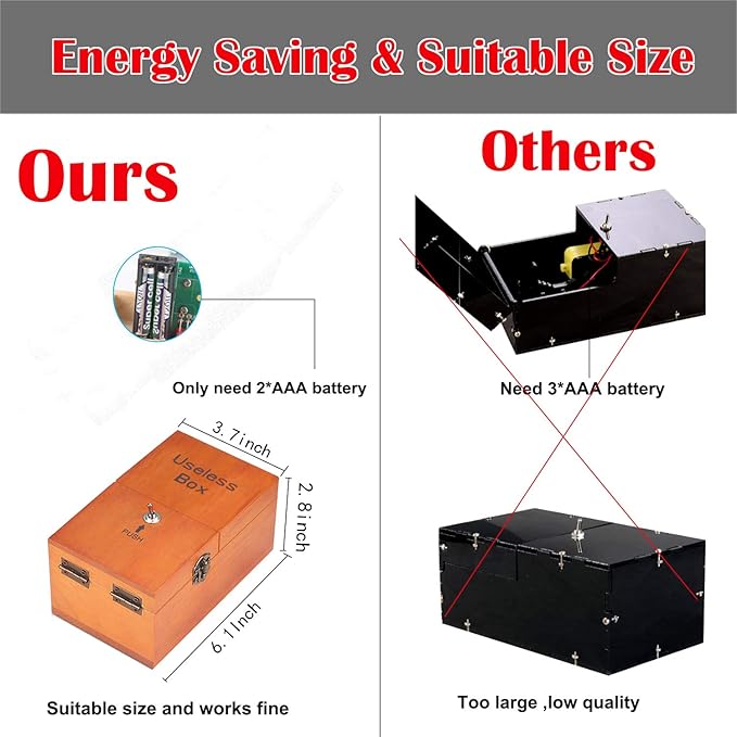 Useless Box with Surprises Wooden Useless Box Fully Assembled Toy for Adults and Children
