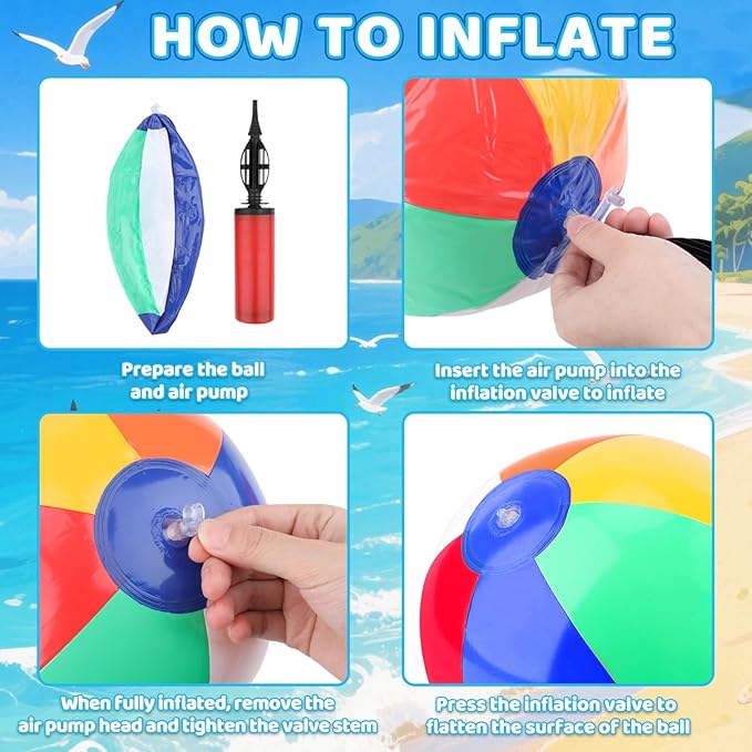 Coopay 30/60/120 Pack Inflatable Beach Balls Classic Rainbow Swimming Pool Ball Birthday Beach Party Decoration Summer Water Games Gifts 8 to 12 Inches from Inflated to Deflated