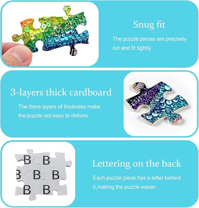 Impossible Puzzle for Adults 1000 Pieces, Diamond Eye Abstract Art Puzzle Colorful, Rainbow Crystal Hard Challenge Jigsaw Puzzle