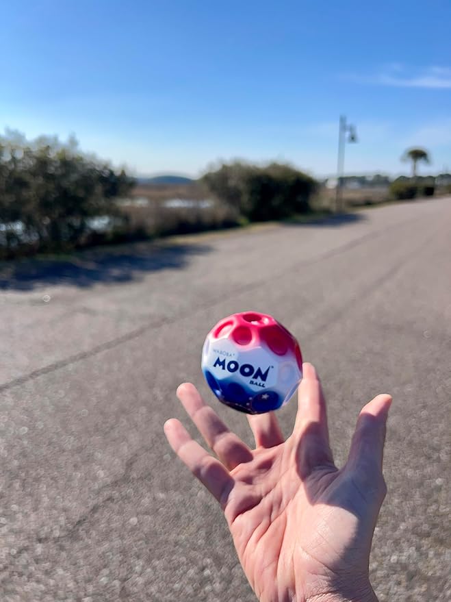 Waboba Moon Ball Stars and Stripes- Hyper Bouncy Ball - All Ages Extreme Bounce and Fun - Perfect for Active Play and Outdoor Games