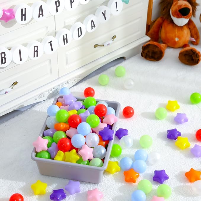 Realhaha Ball Pit Balls 50 100 200 500, Star Shapes for Babies Kids Playpen Plastic Balls for Babies Ball Pool Puppy Playballs