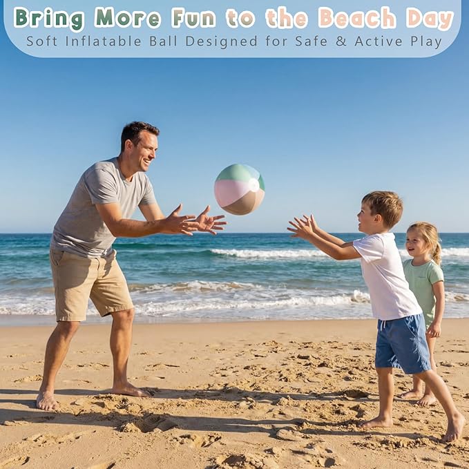 4 Pcs 16 Inch Inflatable Beach Balls Bulk Large Pastel Inflatable Decorated Ball Party Ornaments for Summer Swimming Pool Party Birthday Favors
