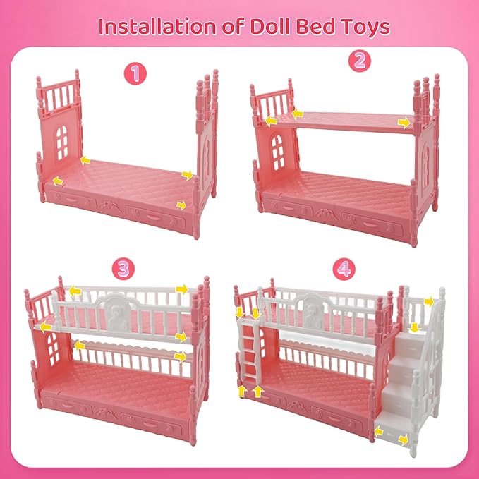SwankyStyle 6 Pcs Adorable Mini Baby Dolls with Cute Animal Outfits & bunk Bed , Realistic Mini Babies & Dolls for Endless Fun(Style C)