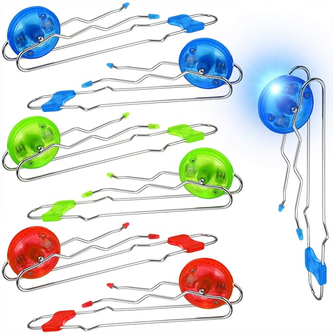 Sumind 6 Pcs Magnetic Gyro Wheels Toy Retro Light up Gyroscope Rails Twirler Easter Gyroscope Gift Kid Sensory Trick Yoyo Sensory Fidget Toys for Boy Girl(Wave Rail,Red, Blue, Green)