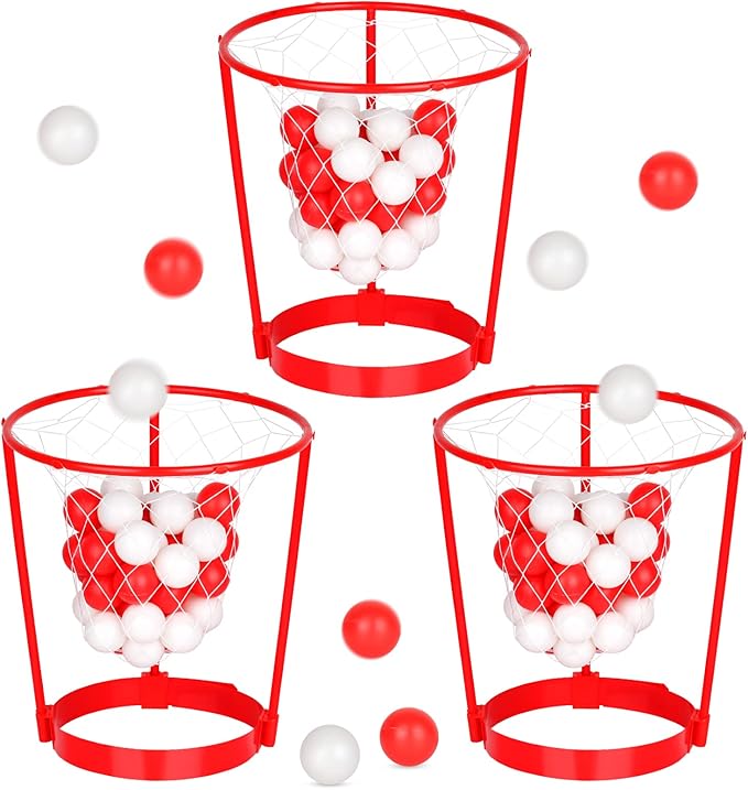 Hooqict 3 Pack Head Hoop Basketball Party Game for Kids and Adults Carnival Games Adjustable Basket Net Headband with 40 Balls for Birthday Party Basket Head Game Family Indoor Outdoor Fun Activities