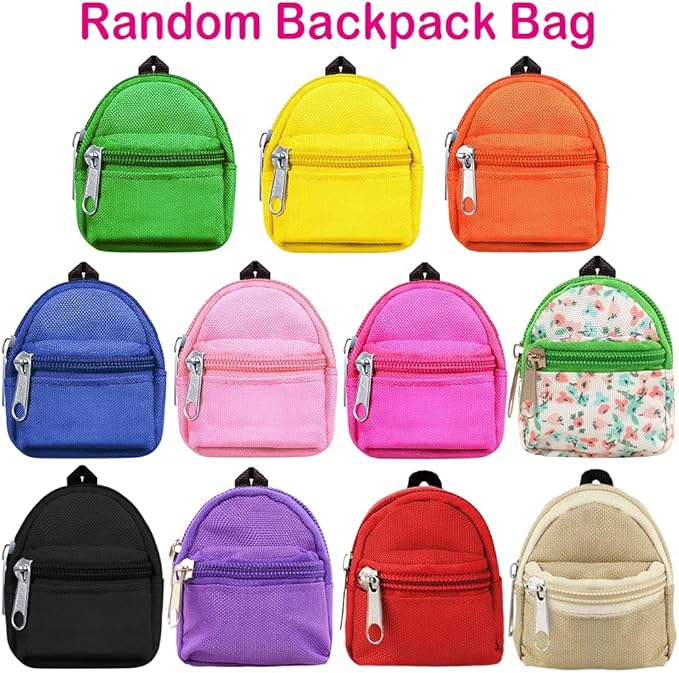 BARWA 5 Pcs Doll Travel Accessories 2 Doll Backpack Bag with Zipper with 2 Sunglasses 1 Telescope for 11.5 inch Dolls