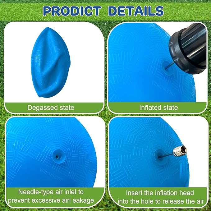 8.5 Inch Playground Balls Dodgeballs for Kids & Adults, Pack of 6 – Inflatable Colorful Rubber Kickball with Ball Pump and Net Bag