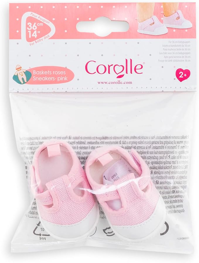 Corolle Baby Doll Pink Sneakers Outfit Accessory - Mon Grand Poupon Baby Doll Clothes and Accessories fit 14" Dolls, for Kids Ages 3 Years and up