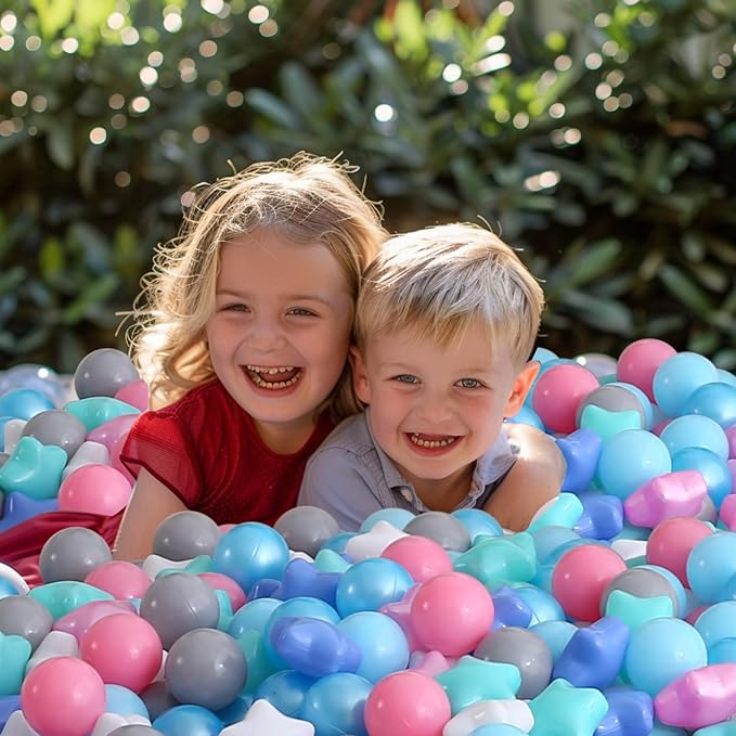 Realhaha Ball Pit Balls 50 100 200 500, Star Shapes for Babies Kids Playpen Plastic Balls for Babies Ball Pool Puppy Playballs