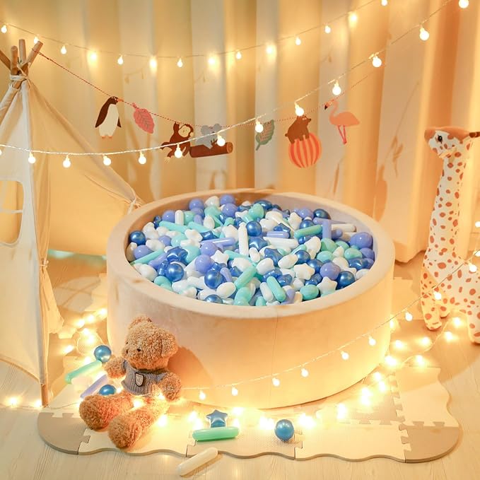 STARBOLO 150 200 500Pcs Ball Pit Balls Stars Hearts Strips, Blue Balls for Ball Pits, Children's Pool Water Toys for Baby Pool, Play Toy Balls for Kids Toddler Birthday Party Decoration