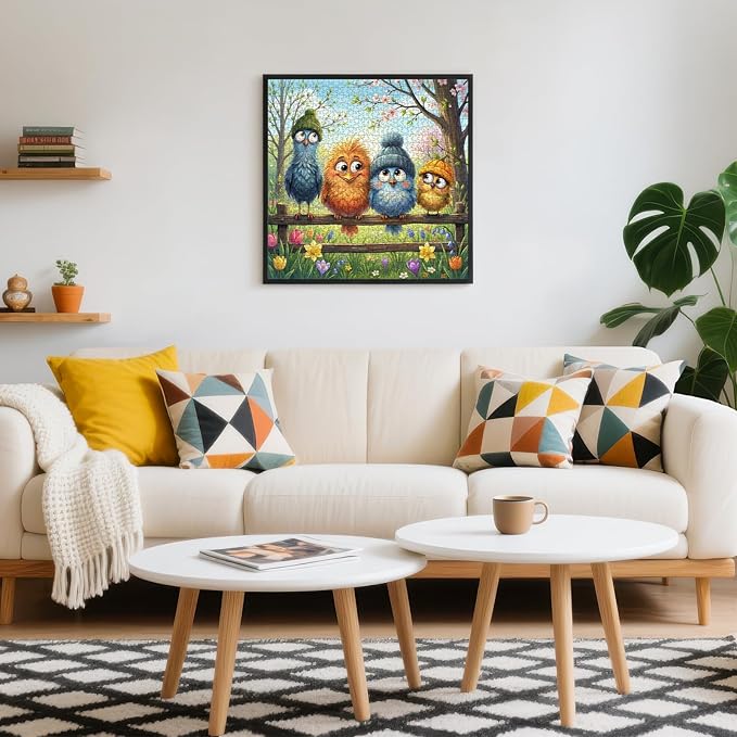 1000 Piece Jigsaw Puzzle for Adults, Cute Bird Animal Pattern, Back with Letters, Ideal for Home Decor & Puzzle Lover Gifts