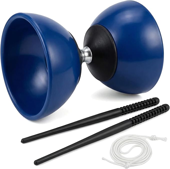 ibasenice Chinese Yo-Yo Diabolo Set with Hand Sticks - Durable Rubber Juggling Toy for Beginners & Kids - Traditional Skill Game for Outdoor Play and Fitness, Blue (4.72 x 3.34 inches)
