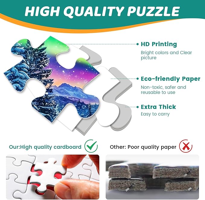 300 Pieces Puzzles for Adults | Winter Aurora Cat Jigsaw Puzzles | Large 300 Piece Puzzle for Children Adults Seniors | Sturdy,Safe | Engaging & Educational Toys Great Gift for Boys Girls 20.5 x 15 in