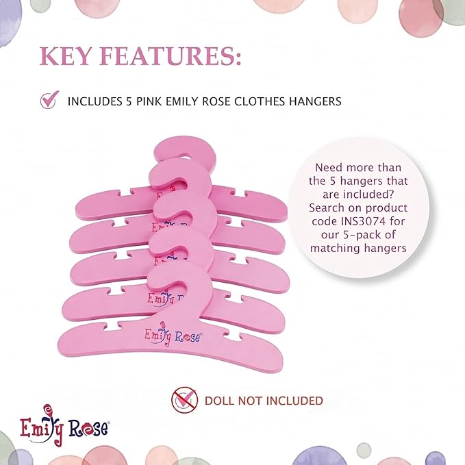 Emily Rose 18 Inch Doll Closed Door Clothes and Accessories Closet – Butterfly Furniture Collection – Fits 18” Dolls Like American Girl Our Generation Adora My Life As – Includes 5 Hangers – USA Brand
