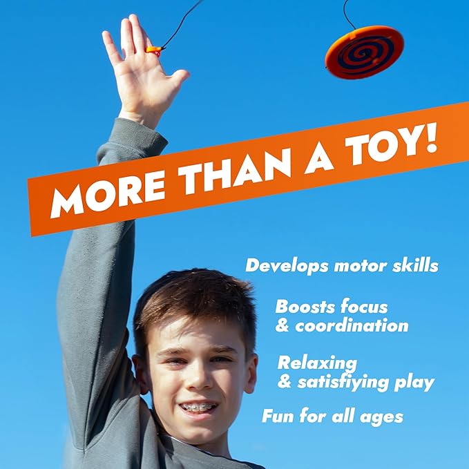 Yo-Spin Pocket-Sized Gyroscopic Fidget Spinner | Fun Sport Toy Combines Frisbee Flying Disk Motion with Yo-Yo Moves | Screen-Free Skill Toy for Kids, Families Teens and Adults | Solo Play | Ages 7+