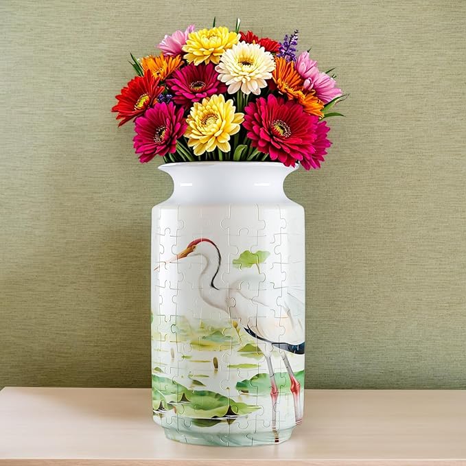 3D Puzzle Vase, 162 Curved Pieces DIY Flower Vase Craft Kit & 3D Puzzles for Adults, Creative Jigsaw Art Project Home Décor Centerpiece, (D-Jade Bamboo)