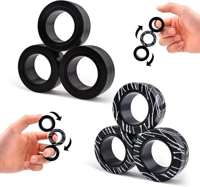 Cevioce Easter Basket Stuffers,6 PCS Magnetic Rings Fidget Toys Set for Adults Boys Teens,ADHD Anxiety Fidget Spinner Magnetic Ring Stress Relief Toy Kids Birthdays Gifts for 8 9 10 11 12+ Year Old