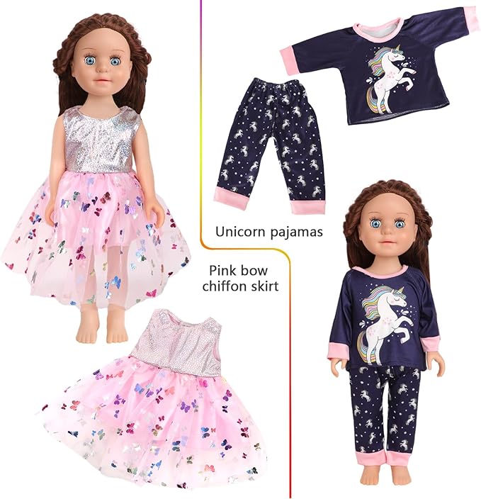 10 Sets of 18 Inch American Doll Clothes, Including 10 of Doll Clothing Dress Outfits for American Dolls, Birthday Gifts for Kids