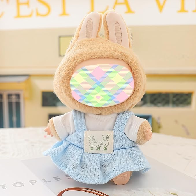 Clothes for Lu bubu 17cm Dolls Accessories (No Doll), Kawaii Skirt Outfit Set 2 Pieces for 17cm Dolls Suit, Stylish Dress Up Flower Dolls Clothing Set Replacement Blue