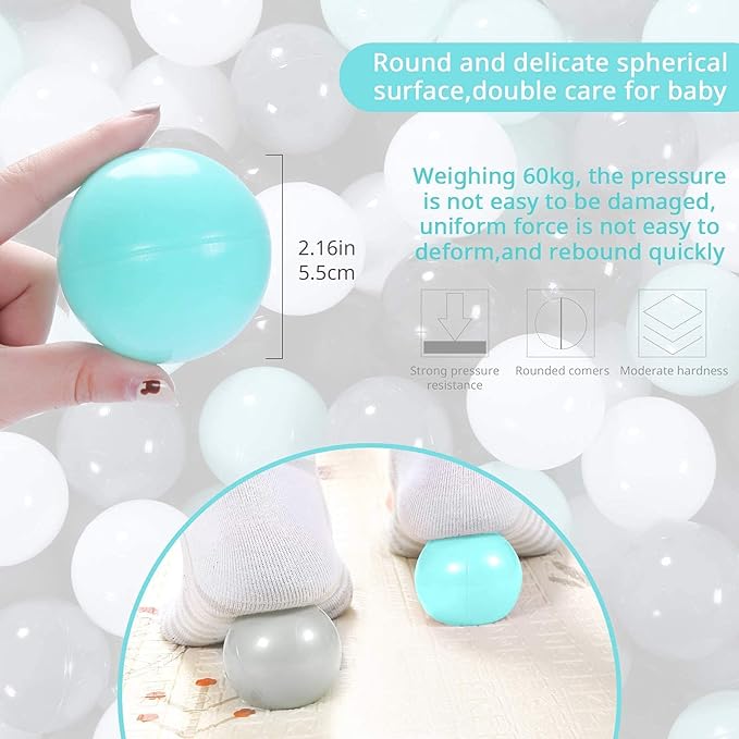 STARBOLO Ball Pit Balls for Toddlers Pack of 100 200 500 - BPA&Phthalate Free Non-Toxic Crush Proof Soft Plastic Balls for 1-5Years Old Toddlers Girl Kids Birthday Pool Playpen Tent Party