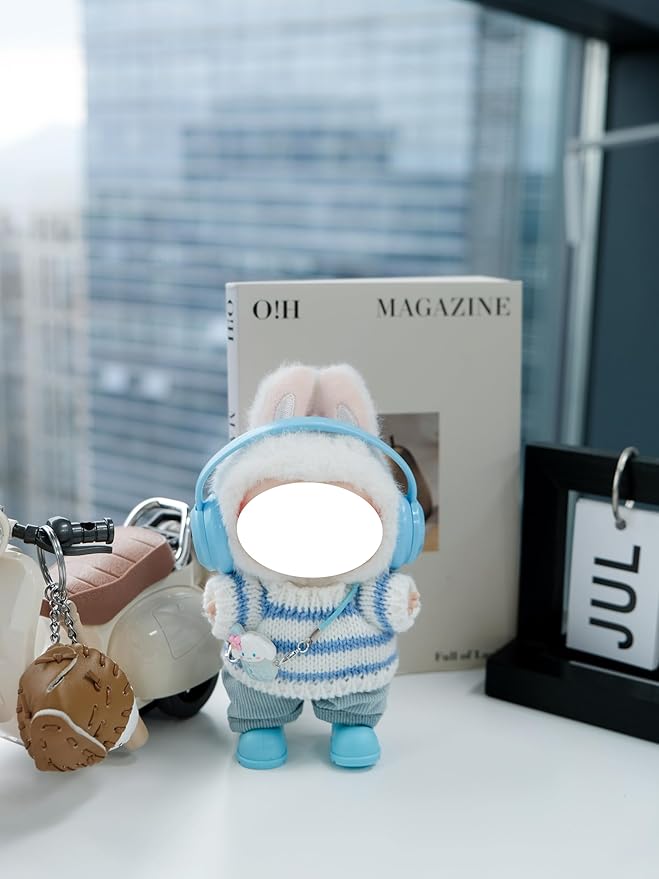 Clothes for 17cm Doll, 5 pcs Set Doll's Outfits Luxury Dress Shirt Pants Headset Shoes Accessories Fashion Stylish Adorable Dolls Clothes (No Doll) (Cloud Blue)