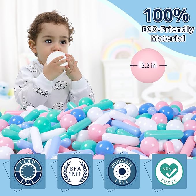 STARBOLO Ball Pit Balls for Kids -Pack of 150 200 500 Colorful Ball Pit Balls Crush Proof Plastic Toy Balls for Toddlers Ball Pit, Ball Pit Play Tent, Baby Pool Water Toys