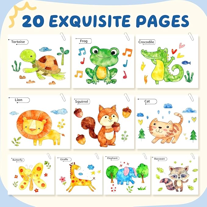 YPLUS Paint with Water Books for Toddlers, Art Craft Toys Watercolor Painting Pape, Gift for Kids Ages 1-3, 2-4, 4-6, Drawing with Brush - Animals