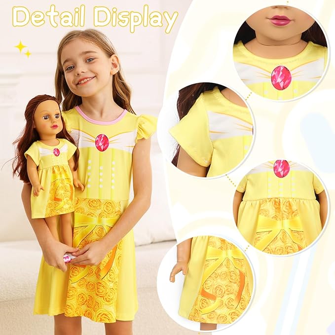 Benylion 18 inch Doll Clothes Accessories Princess Costume Dress for 18 Inch Doll Include 3Pcs Different Princess Dress Fits All 18 inch Girl Dolls