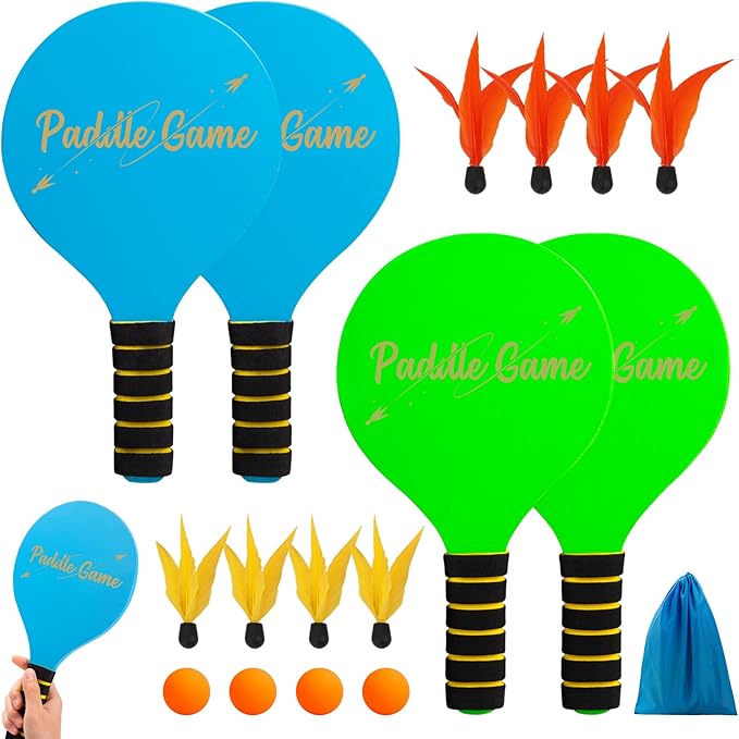 Beach Paddle Ball Set, Badminton Rackets, Family Game for Kids and Adults, Indoor Outdoor Game Backyard Park Camping Yard for Boys Girls Ages 3+, Beach Necessities Must Have