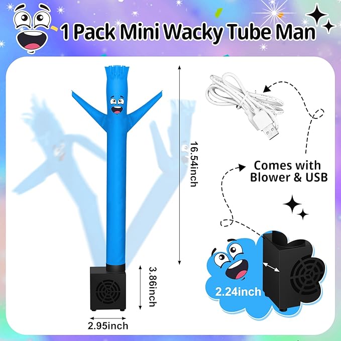 Poen Easter Gifts for Kids Mini Wacky Waving Inflatable Tube Guy with Blower Gag Toy Gift Inflatable Tube Man Birthday Desktop Decor Dancing Blow up Man for Office Party Decor(Laugh)