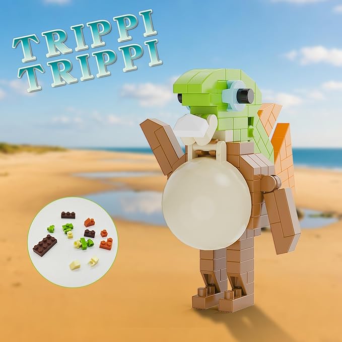 Italian Brainrot Action Figure Building Kit, Brainrot Toys, Creative STEM Construction Blocks, Collectible Desk Decor Gift for Adults & Teens 14+(TRIPPI TRIPPI)