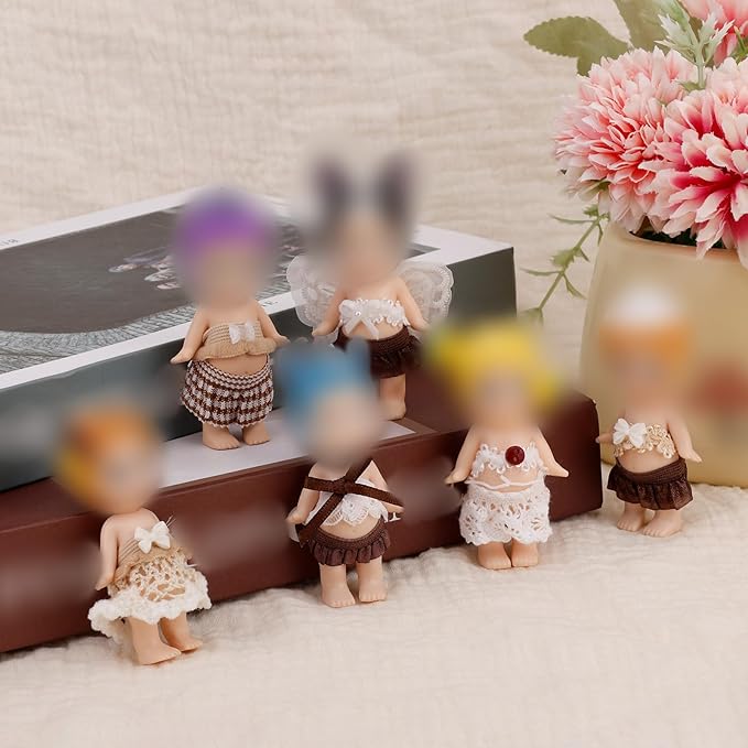 6 Sets Doll Clothes for 3 Inch/7.62cm Collectible Dolls Complete Doll Outfit Clothing Pack with Tops, Skirts & Toy Fashion Accessories Perfect for Collectors Display, Decoration & Girls' Creative Play