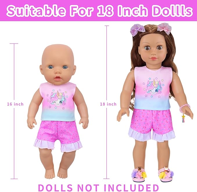 UNICORN ELEMENT 18 Inch American Doll Unicorn Seated Backpack Set and Accessories Include Clothes,Carrier,Shoes,Cell Phone,Stickers Totol 9 pcs(Doll Not Included)