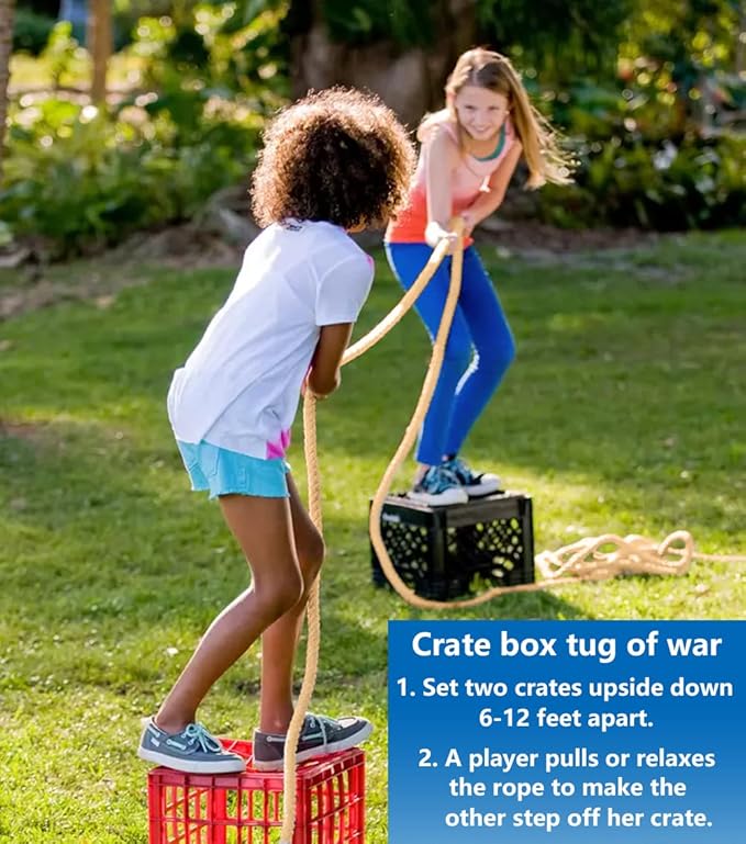 Tug of War Rope 60ft Outdoor Yard Games for Kids, Teens and Adults, Field Day Family Reunion Birthday Party Outside Backyard Lawn Picnic Carnival Games for Team Building Activities